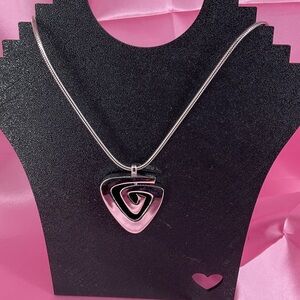 Vintage Givenchy Silver Spiral Pendant Necklace 18”